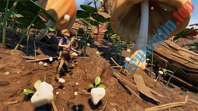 Download Grounded 0.10 - Game phiêu lưu sinh tồn đồ họa tuyệt đẹp - Trường Tín 4 Nghiền nấm Shroom để làm gạch xây tường phòng thủ trong Grounded game
