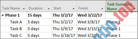 Microsoft Project 2019 tổng kết tác vụ dễ dàng