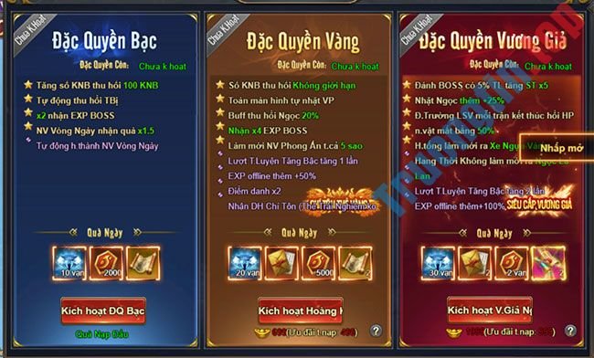 Đặc&nbsp;quyền&nbsp;khi&nbsp;chơi&nbsp;game&nbsp;Tiên&nbsp;Chiến&nbsp;