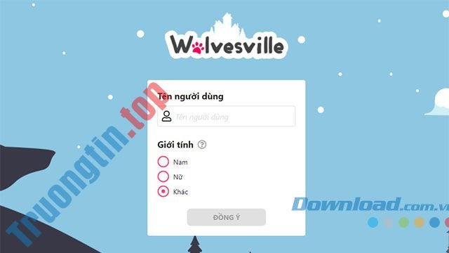 Chọn tên người dùng và giới tính để bắt đầu hành trình tìm kẻ mạo danh trong Wolvesville PC