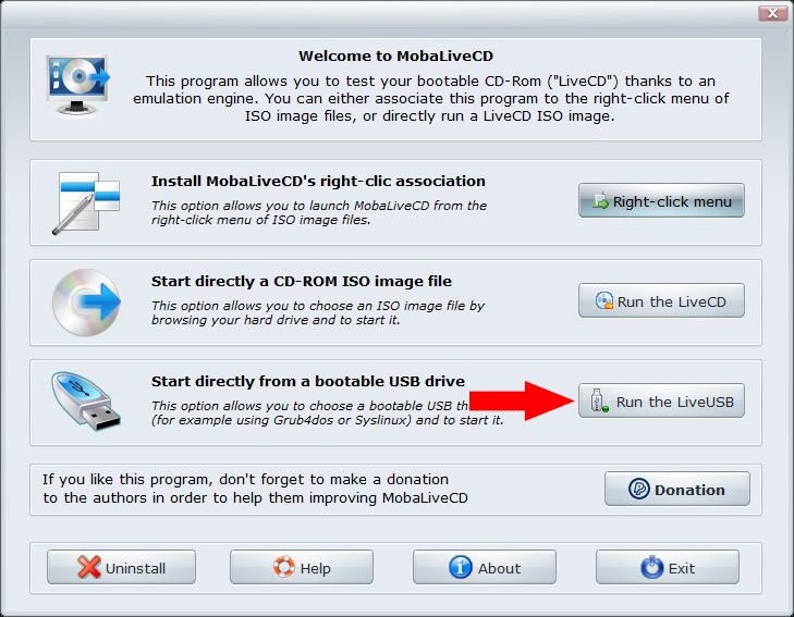 Chọn vào Run the LiveUSB