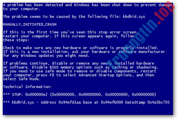 Dịch Vụ Sửa Máy Tính Đường Dương Văn An Quận 2 2 Sưu tầm thủ thuật: Lỗi máy tính Blue Screen of Death - màn hình xanh chết chóc