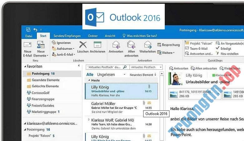 Outlook 2016 cấp phép gửi mail dễ dàng, quản lý các địa điểm liên lạc