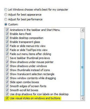 Sửa lỗi không đổi được theme 2 Kiểm tra kỹ xem mục “Use Visual Styles on Windows and Buttons” đã được chọn chưa