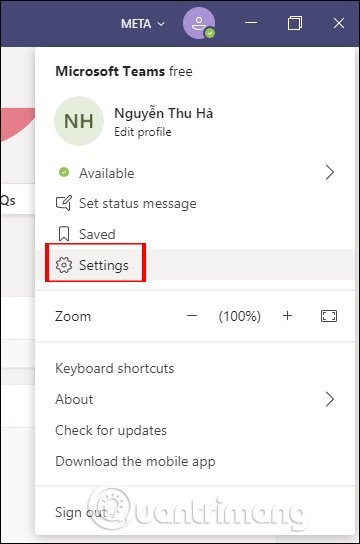 Settings&nbsp;trên&nbsp;Microsoft&nbsp;Teams