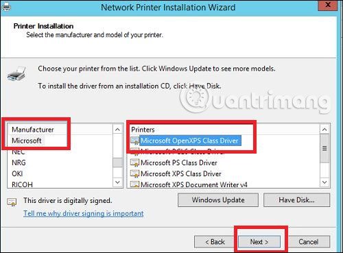 Chọn&nbsp;các&nbsp;driver
