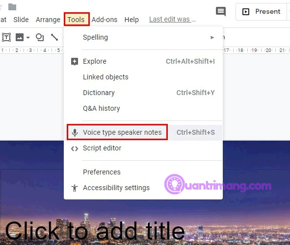 Click&nbsp;vào&nbsp;Voice&nbsp;type&nbsp;speaker&nbsp;notes