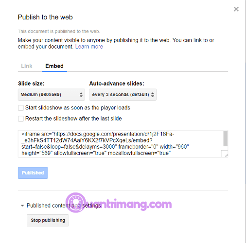 Nhúng&nbsp;Google&nbsp;Slide&nbsp;vào&nbsp;trang&nbsp;web