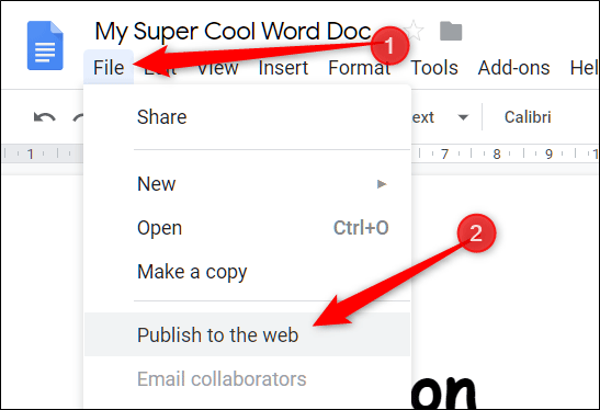 Click&nbsp;vào&nbsp;Publish&nbsp;to&nbsp;the&nbsp;Web&nbsp;trên&nbsp;Google&nbsp;Docs
