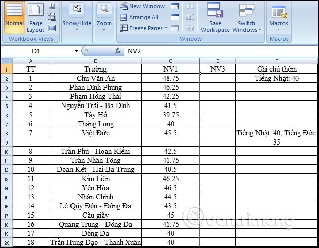 Các&nbsp;cột&nbsp;được&nbsp;cố&nbsp;định