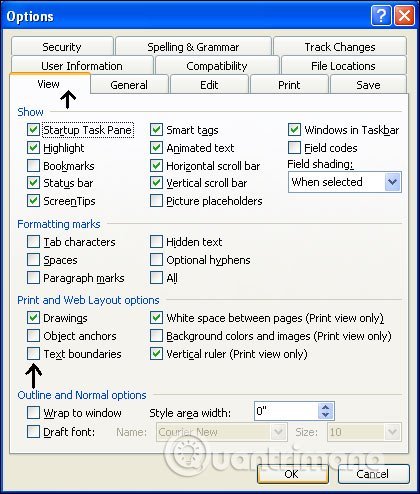 Bật&nbsp;trong&nbsp;Word&nbsp;2003