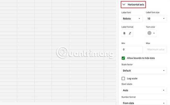 Horizontal&nbsp;axis&nbsp;(Trục&nbsp;ngang)&nbsp;kiểm&nbsp;soát&nbsp;cách&nbsp;hiển&nbsp;thị&nbsp;các&nbsp;điểm&nbsp;dữ&nbsp;liệu&nbsp;ngang&nbsp;trên&nbsp;biểu&nbsp;đồ