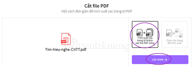 Chọn&nbsp;cắt&nbsp;file&nbsp;PDF&nbsp;thành&nbsp;từng&nbsp;trang