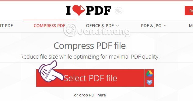 Chọn&nbsp;file&nbsp;PDF&nbsp;muốn&nbsp;nén&nbsp;trên&nbsp;ilovepdf