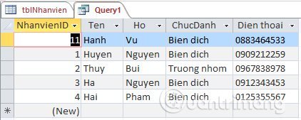 Tiêu chí thay thế (Alternate Criteria) trong Access 2016