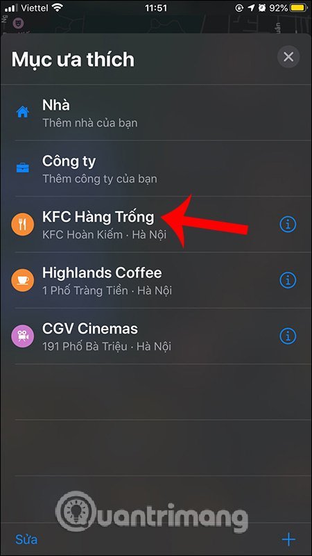 Cách đổi tên địa điểm yêu thích trên bản đồ iPhone