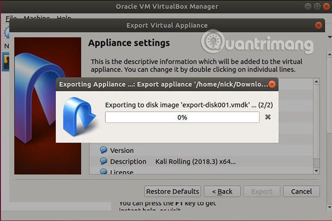 Cách nhập và xuất file OVA trong Virtualbox