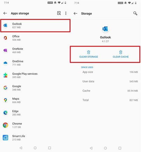 Cách reset ứng dụng Outlook trên Android
