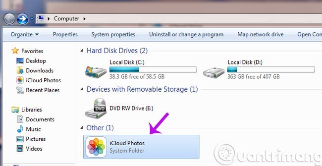 Biểu&nbsp;tượng&nbsp;iCloud&nbsp;Photos&nbsp;trong&nbsp;My&nbsp;Computer