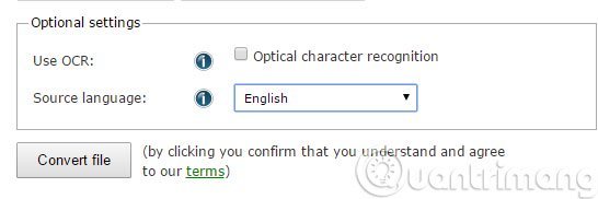 Các tùy chon trong mục Optional settings