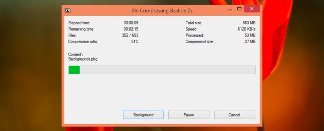 Nén file Bastion với định dạng 7z