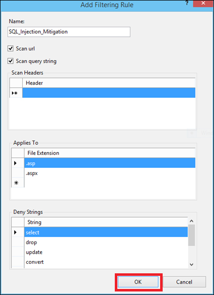 Chọn Add Filtering Rule