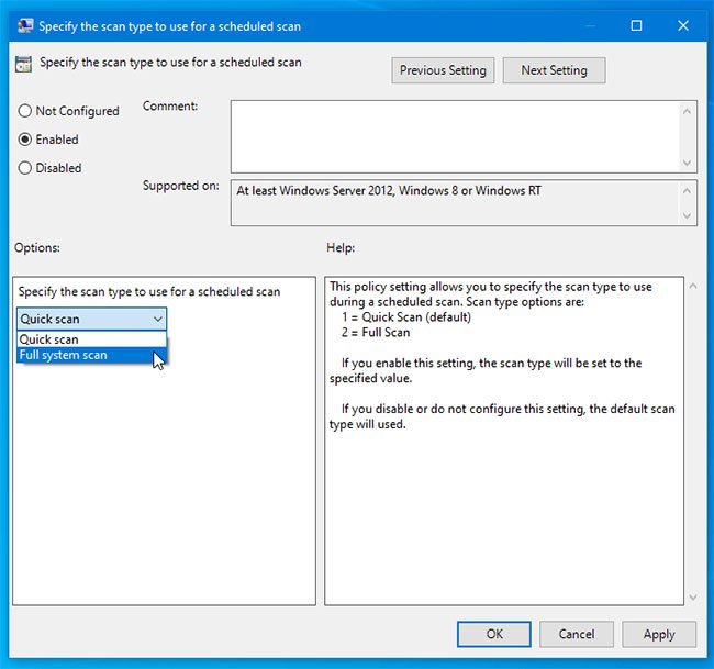 Cách thay đổi kiểu quét theo lịch trình mặc định trong Microsoft Defender
