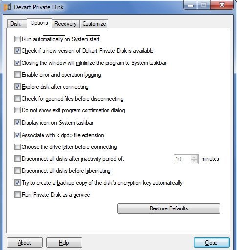 Phần mềm Dekart Private Disk