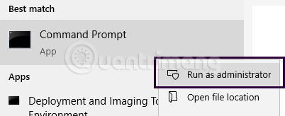 Mở&nbsp;CMD&nbsp;dưới&nbsp;quyền&nbsp;Admin