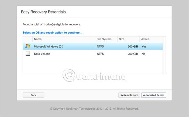 Chọn&nbsp;“Automated&nbsp;Repair”&nbsp;trong&nbsp;Easy&nbsp;Recovery&nbsp;Essentials