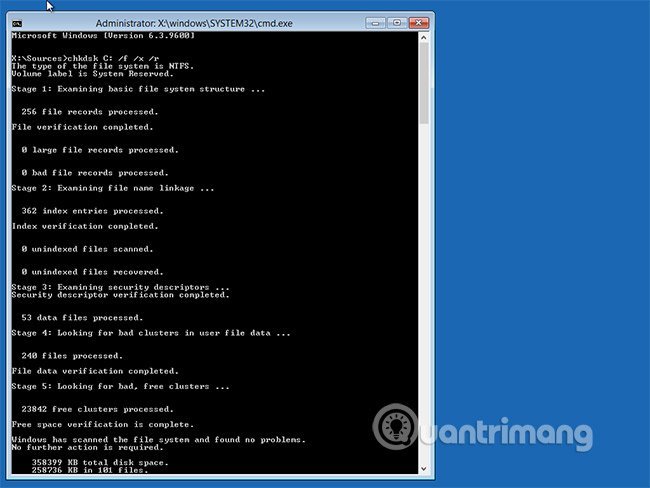 Dùng&nbsp;chkdsk&nbsp;để&nbsp;sửa&nbsp;lỗi