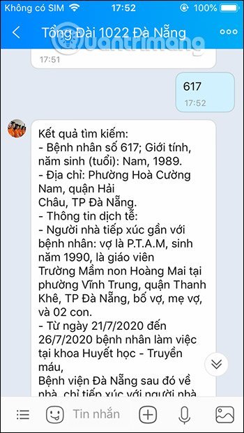 Cách tra cứu hành trình bệnh nhân Covid-19 trên Zalo 6 Nhập số ca bệnh