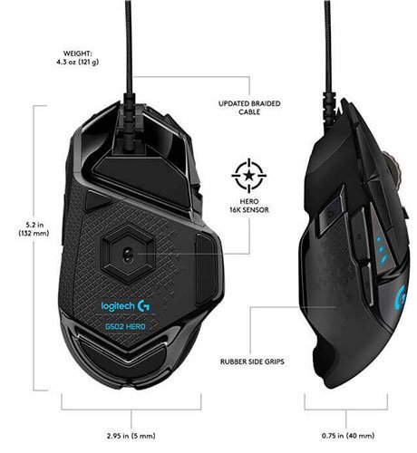 Đánh giá Logitech G502: Chuột chơi game Logitech tốt nhất cho ngân sách trung bình 3 Cảm biến chơi game Hero 16000 DPI là một trong những cảm biến chơi game với độ chính xác cao nhất trên thị trường