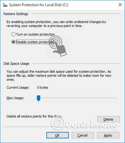 Tắt&nbsp;System&nbsp;Restore