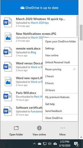 Ngừng đồng bộ hóa OneDrive