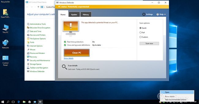 Mở&nbsp;Windows&nbsp;Defender