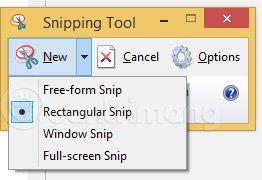 Các&nbsp;tùy&nbsp;chọn&nbsp;chụp&nbsp;ảnh&nbsp;của&nbsp;Snipping&nbsp;Tool
