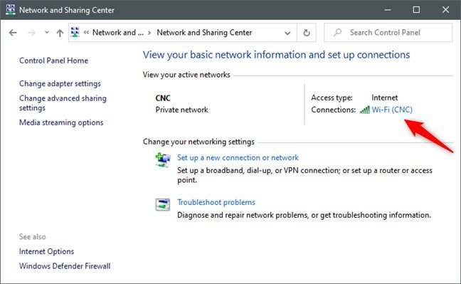 3 cách thay đổi địa chỉ IP trong Windows 10 4 Nhấp vào kết nối Internet của bạn từ khu vực