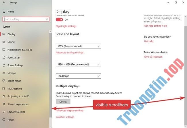 Cách hiển thị thanh cuộn (scrollbar) trong ứng dụng trên Windows 10