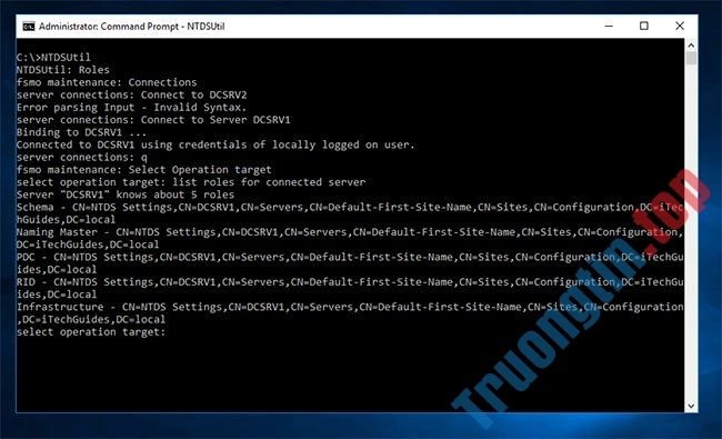 Cách kiểm tra Domain Controller nào nắm giữ FSMO role trong Active Directory