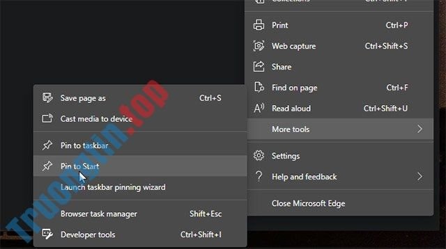 Cách ghim trang web vào Menu Start Windows 10 trên Microsoft Edge