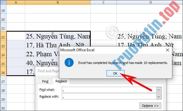 Cách tạo khoảng cách sau dấu phẩy trong Excel