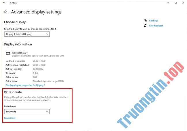 Cách điều chỉnh tốc độ refresh của Windows 10