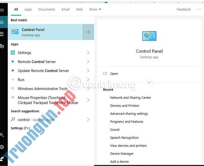 Đến&nbsp;Control&nbsp;Panel