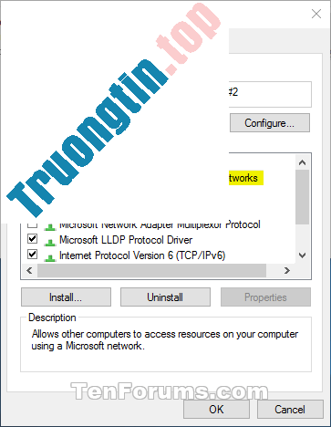 Cách bật/tắt File and Printer Sharing trong Windows 10