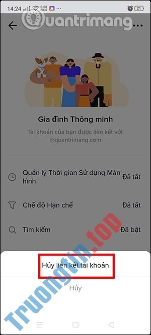 Cách kiểm soát nội dung TikTok của con trẻ 13 Hủy liên kết
