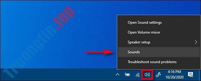 Chọn&nbsp;“Sounds”&nbsp;từ&nbsp;menu&nbsp;pop-up