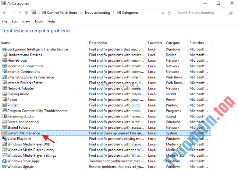 Kích&nbsp;đúp&nbsp;chuột&nbsp;vào&nbsp;System&nbsp;Maintenance