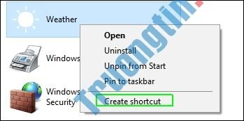 Chọn&nbsp;Create&nbsp;Shortcut&nbsp;
