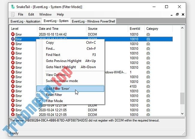 Cách khắc phục sự cố Windows bằng nhật ký Event Viewer 5 Duyệt nhật ký bằng SnakeTail
